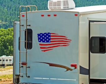 Distressed American Flag RV Decal: USA Flag Vinyl Decor