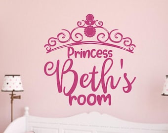 Personalized Princess Tiara Wall Decal: Custom Girls Room Decor