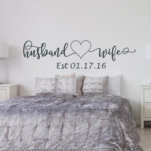 Husband and Wife Wall Decal: Custom Wedding Date, Master Bedroom Decor