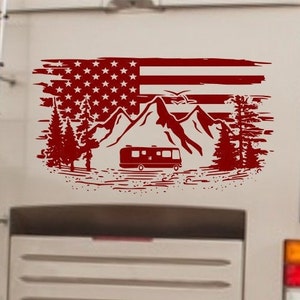 Patriotic rv decal, personalized rv decal, flag rv decal, flag camper decal, american flag rv decor, custom rv decal, flag camper decor