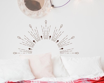 Boho Sun Wall Decal: Half Sun Headboard Art