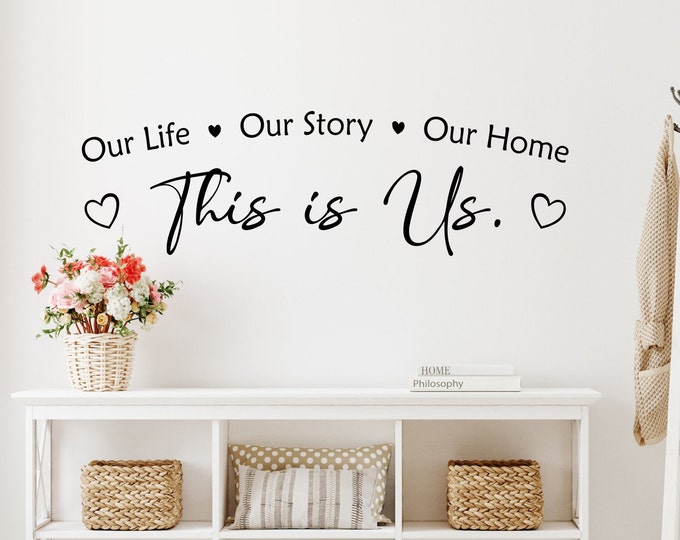 This is us wall decal, our life, our story, our home, this is us sign, housewarming gift, family photo wall, family sign, home sign