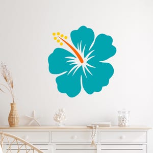Hawaiian Hibiscus Flower Wall Decal: Colorful Home Decor