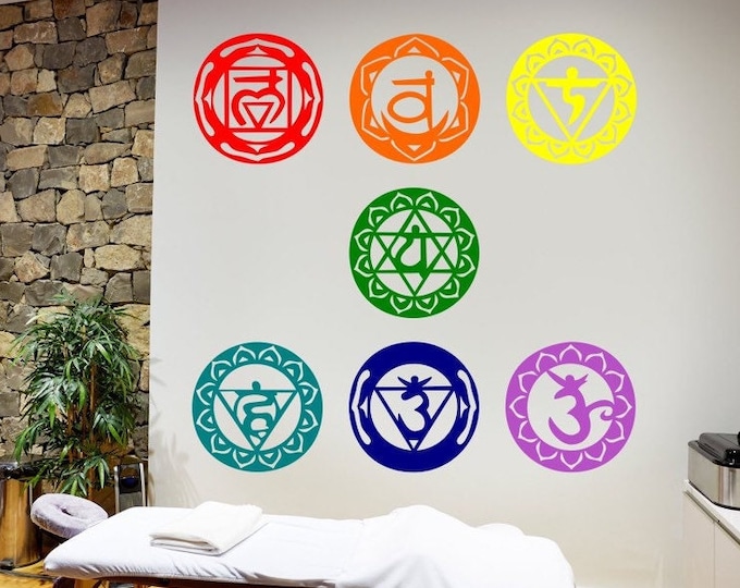 Chakra wall decals, Chakra art, Chakra decor, yoga wall decal, yoga studio decor