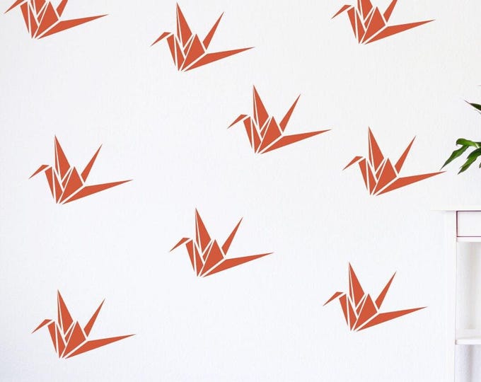 origami paper crane wall art decals, origami crane decor, origami wall decals