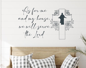 Floral Cross Wall Decal: Christian Home Decor