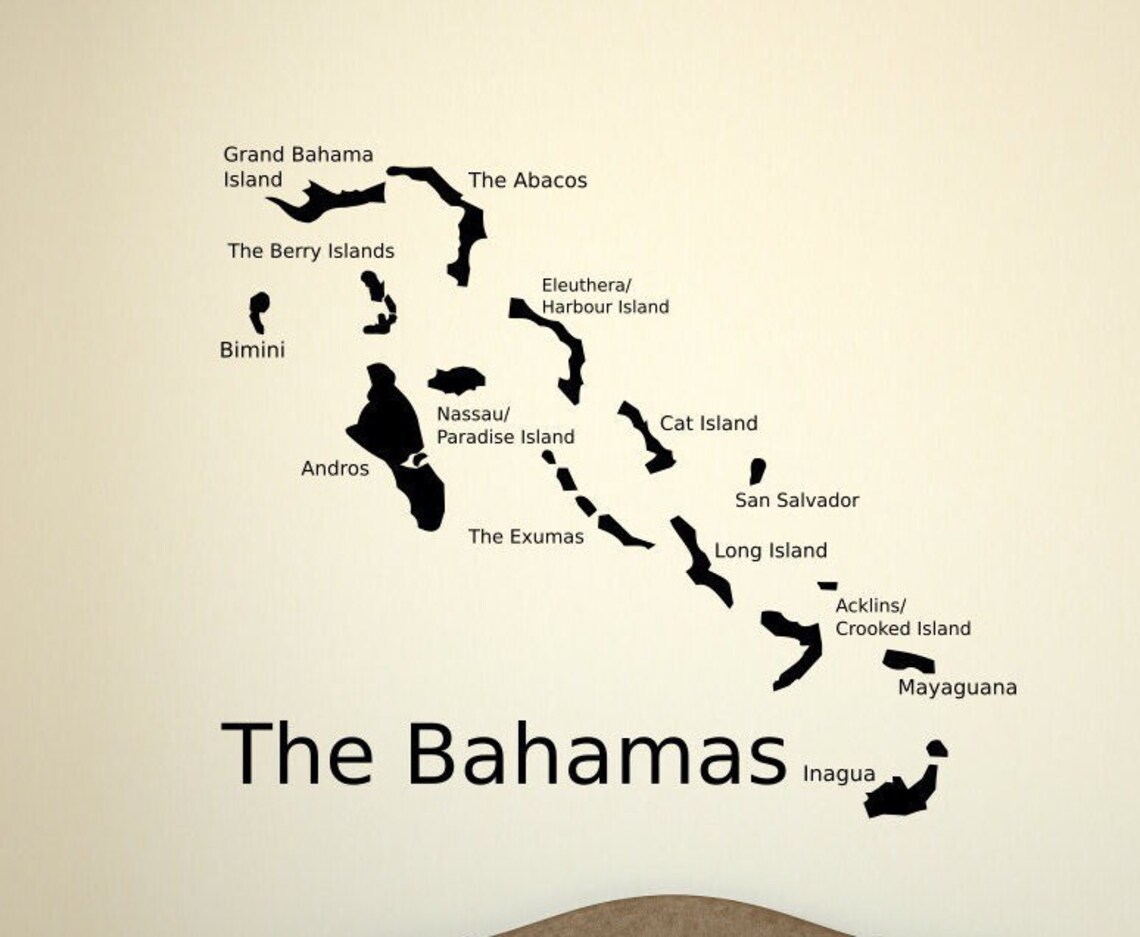 The Bahamas wall decal Bahama Islands map the bahamas decal image 0