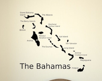 The Bahamas wall decal, Bahama Islands map, the bahamas decal, bahamas wall decor