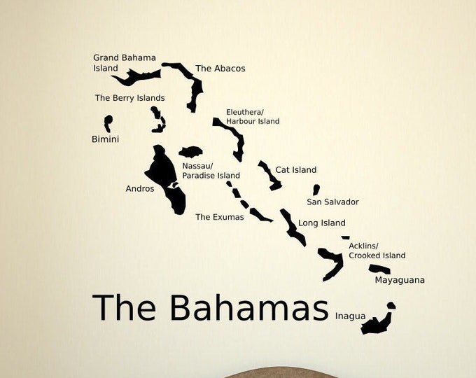 The Bahamas wall decal, Bahama Islands map, the bahamas decal, bahamas wall decor