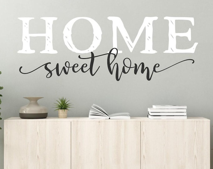 Farmhouse home sweet home wall decal - wall decor - home sweet home sign, home decor, new home gift, home sign