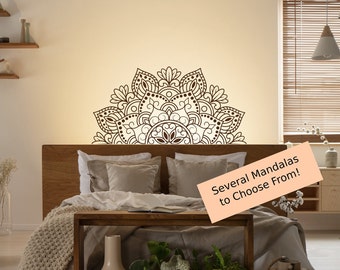 Half mandala wall decal, mandala headboard decal, mandala wall art, mandala decal, mandala sticker, mandala wall decor, wall decal bedroom