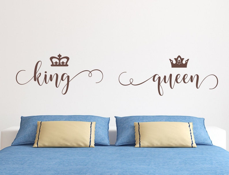 King and Queen Wall Decals Headboard Decal King Decal Queen Etsy