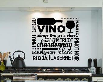 Wine Wall Decal: Subway Art for Wine Bar Decor