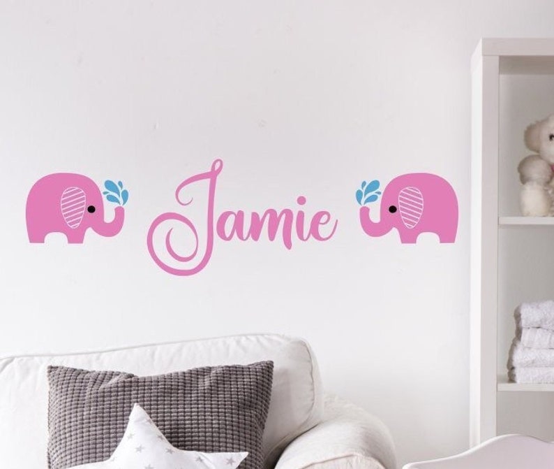 baby shower gift Baby elephant decal elephant wall art name wall decal elephant wall decal baby room decal