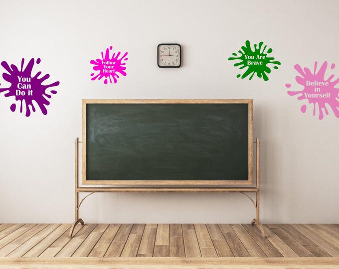 Colorful splat wall decals, Rainbow wall decor, I am kind, I am happy, Colorful classroom decor, classroom decals