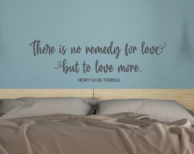 Love wall art quote vinyl decal // There is no remedy for love but to love more // Henry David Thoreau love quote