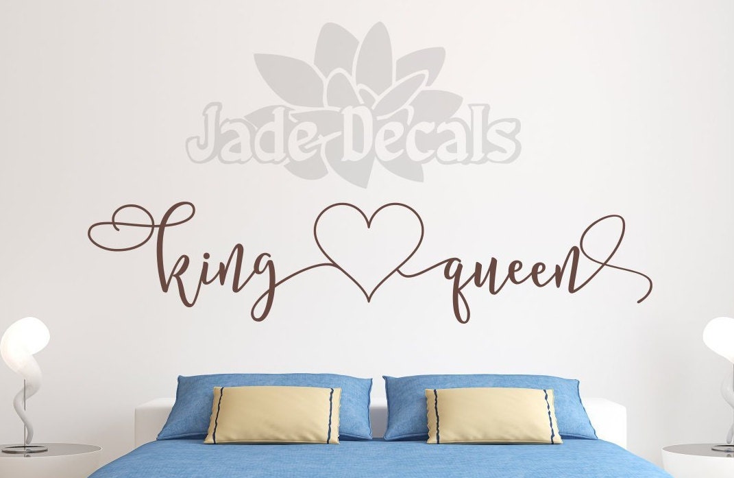 King and queen decal // master bedroom decal // headboard decal, her