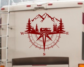 Mountain Compass Custom rv decal, camper decal, motorhome decal, personalized decal, rv gifts