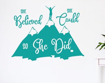 Wall decal // She believed she could so she did decal// woman empowerment
