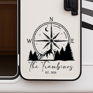 Personalized Compass RV Decal: Family Name & Est. Date