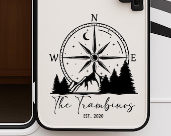 Personalized Compass RV Decal: Family Name & Est. Date