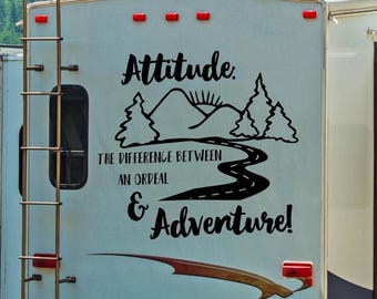 RV Adventure Decal: Attitude Mountain Scene Camper Decor