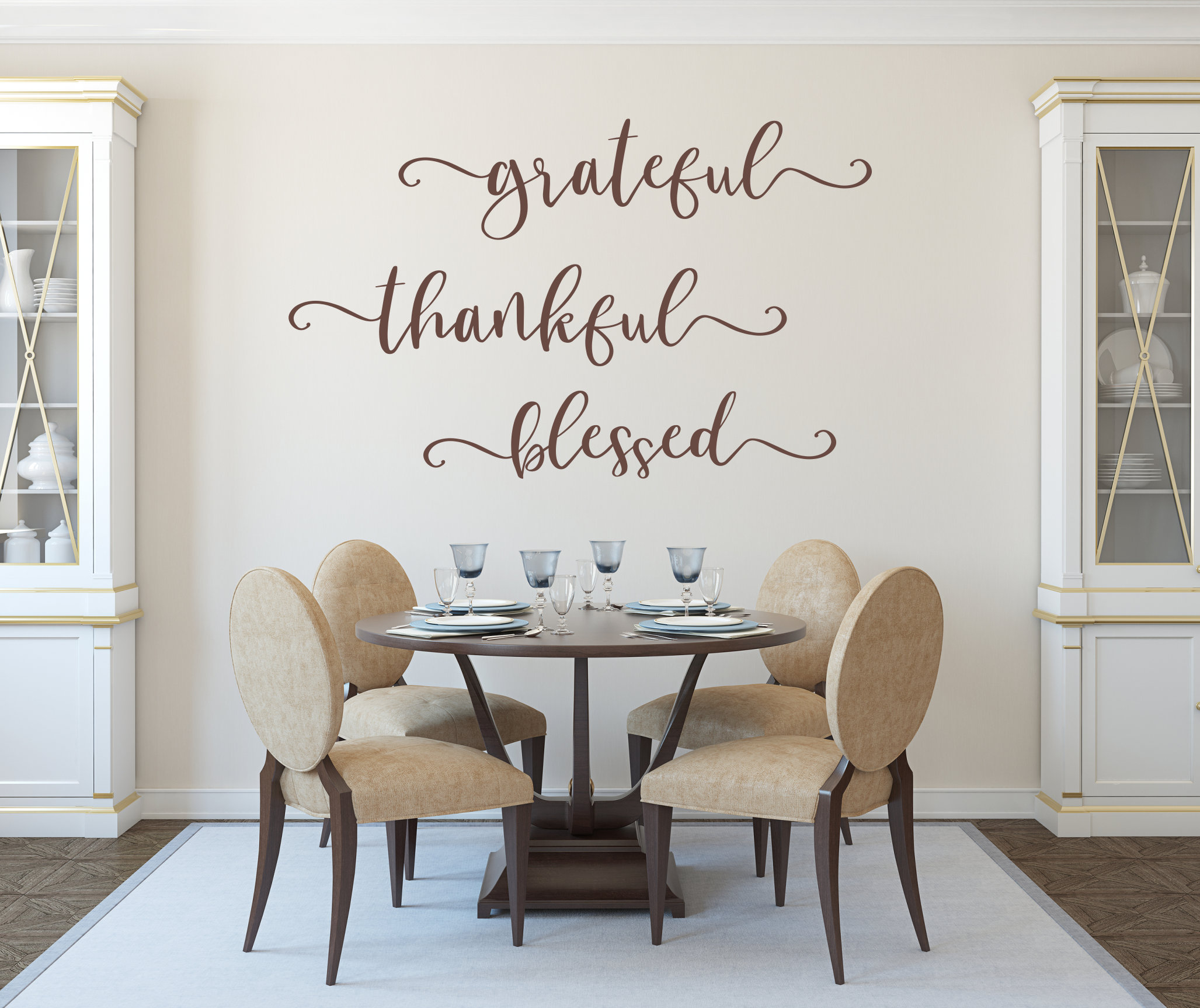 Grateful Thankful Blessed, grateful decal, gratitude wall decal