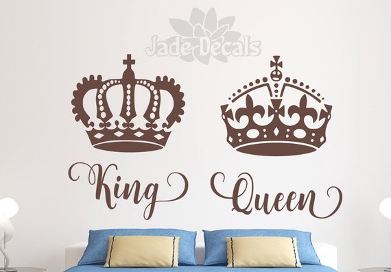 King And Queen Wall Decals His Queen Her King Master Etsy