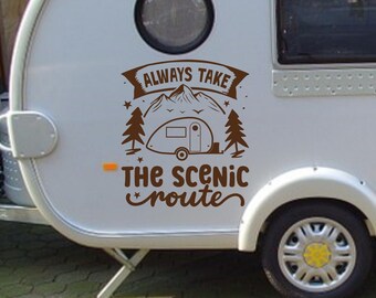 Scenic Route Camper Decal: Personalized RV Motorhome Gift