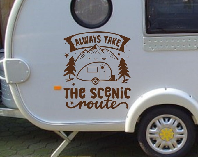 Scenic Route Camper Decal: Personalized RV Motorhome Gift
