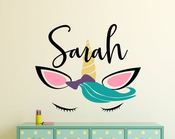 Girls name decal, unicorn wall decal, girls name decor, girls room decal, unicorn nursery, girls unicorn decor