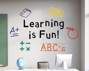 Learning is fun wall decal// Kindergarten and preschool decor