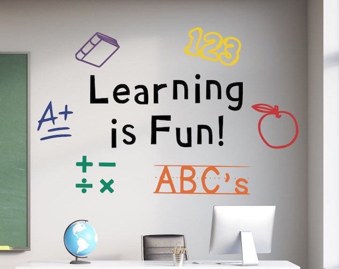 Learning is fun wall decal// Kindergarten and preschool decor