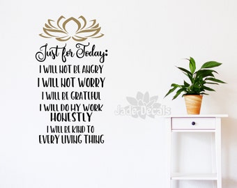 Reiki wall decal, Just for today, Reiki principles, reiki wall art, energy healing decal