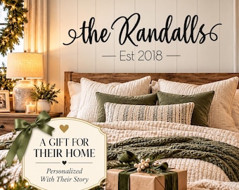 Couples Christmas Gift, Custom Last Name Wall Decal, Personalized Family Established Sign