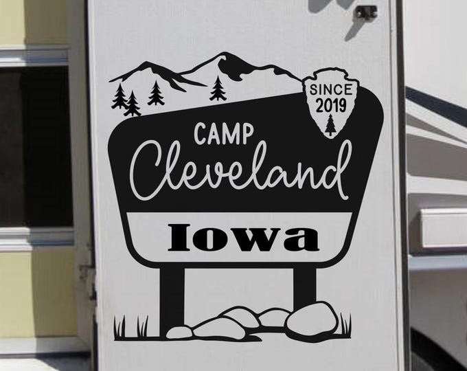 National park sign for RV personalized gift with last name camper decor, camping wall art, custom camper decal, rv accessories, glamping art