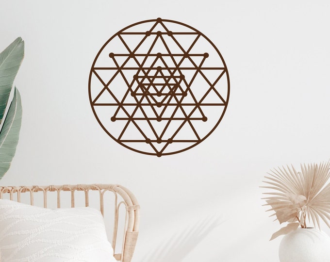 Sri Yantra wall decal, mandala, sacred geometry, yoga art, decal, flower of life