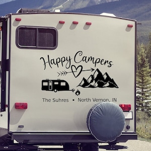 Happy Campers Custom RV Decal: Personalized Motorhome Decor