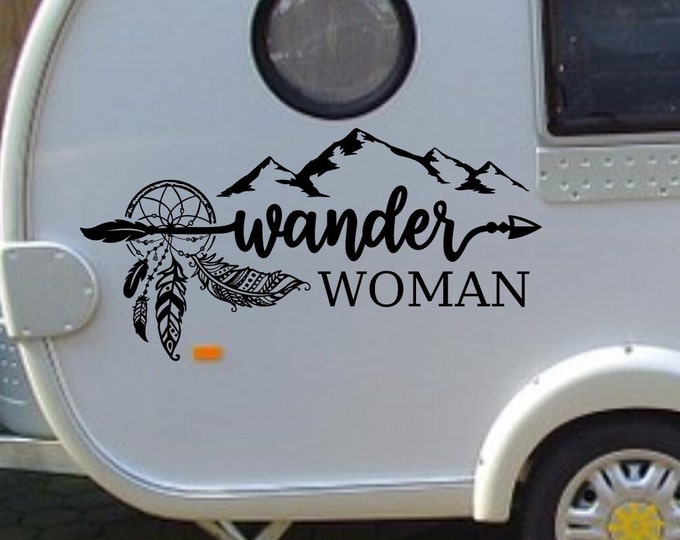 Wander woman boho rv decor, rv door decal, wanderlust, rv decals, rv decor, wander decal, rv gifts, rv accessories, gifts for her,