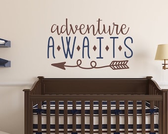 Adventure awaits nursery wall art vinyl decal, adventure nursery, arrow nursery decor, nursery wall decal, greatest adventure