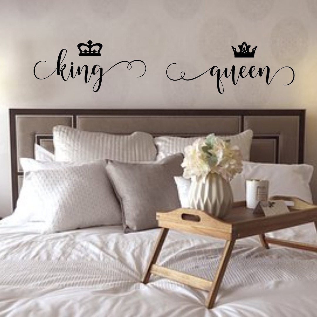 King and Queen Wall Decals, Headboard Decal, King Decal, Queen Decal, Romantic Wall Art, Master