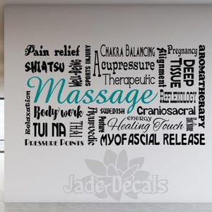 Massage Therapy Word Cloud Wall Decal: Spa Decor