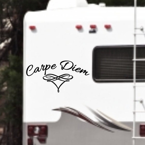 Carpe diem rv decal, bumper sticker, vinyl decal, seize the day