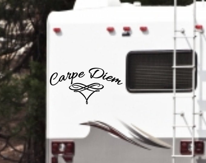 Carpe diem rv decal, bumper sticker, vinyl decal, seize the day