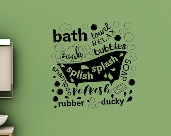 Kids Bathroom wall decor, Bathroom decal, bathroom wall decal, bath decal, bath decor, bubble bath, splish splash, kids bathroom decor