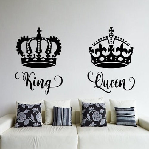 King and Queen Wall Decals // His Queen Her King // Master - Etsy King and Queen Wall Decals // His Queen Her King // Master - Etsy