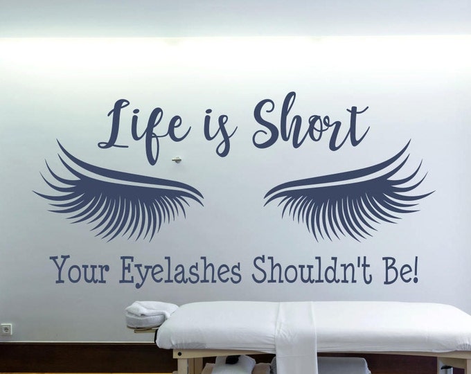 Eyelash extension decal, eyelash decor, eyelash art // Beauty salon decal, lashes decal