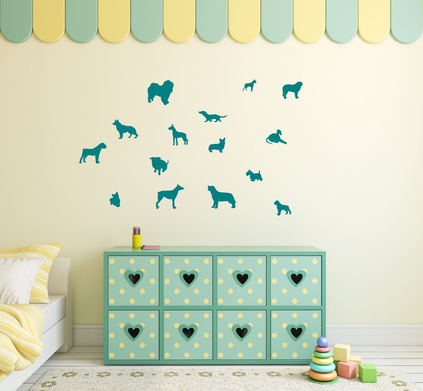 Dog silhouette decals// dog wall decals, veterinarian decal