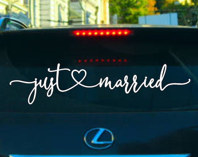 Just married car decal wedding gift wall decal gift for newlyweds window decal