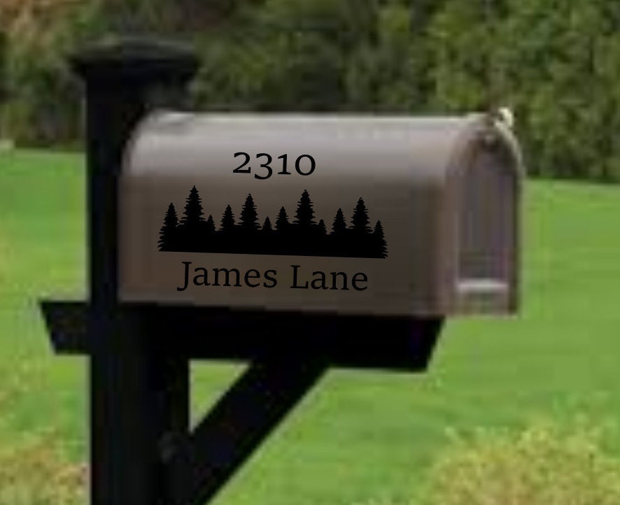 Mailbox decal, address decal, mailbox numbers, mailbox stickers, mailbox  lettering, mailbox design with trees